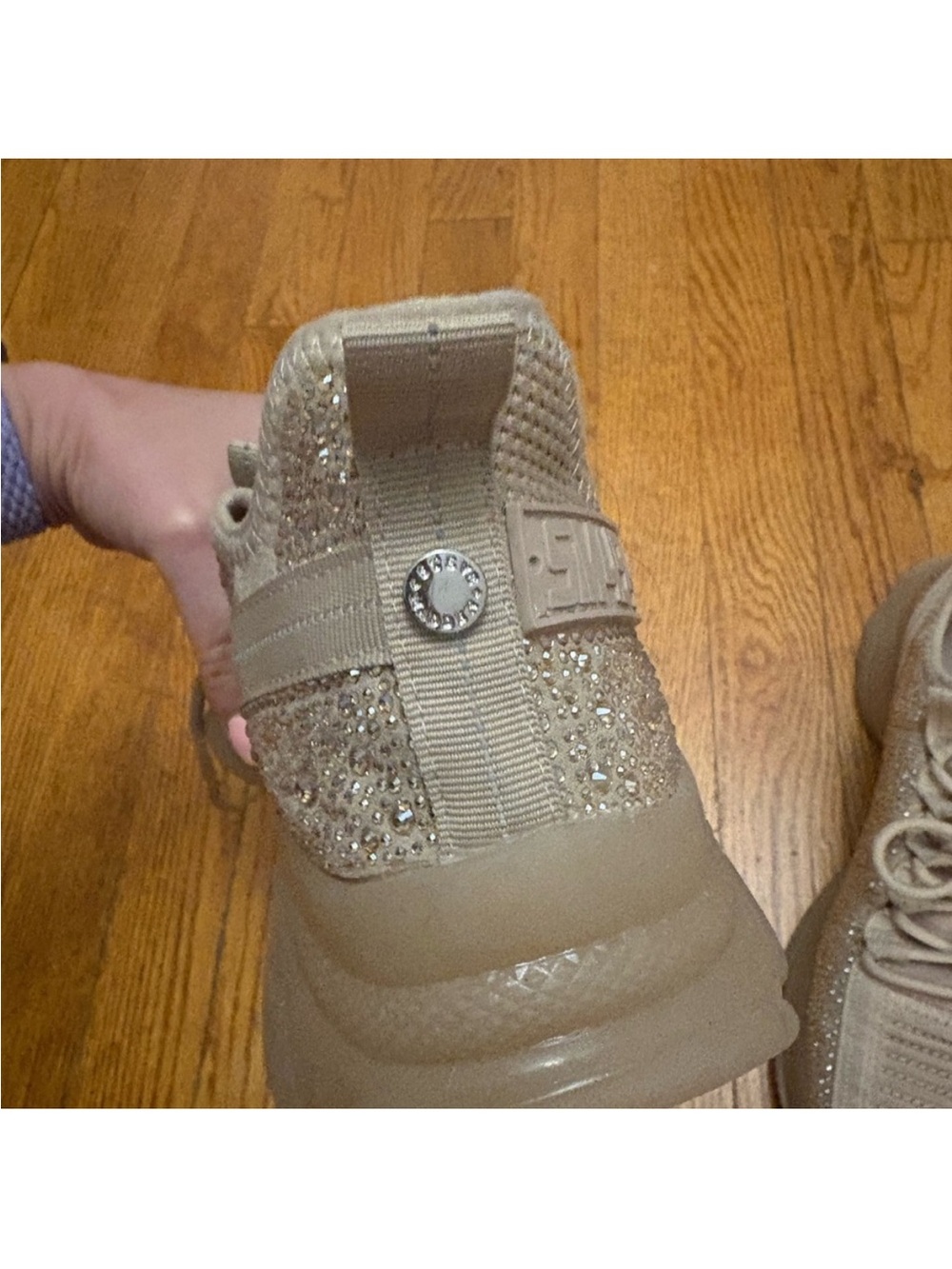 NWOT Steve Madden Beige Knit Lace-Up Sneakers - Picture 8 of 10
